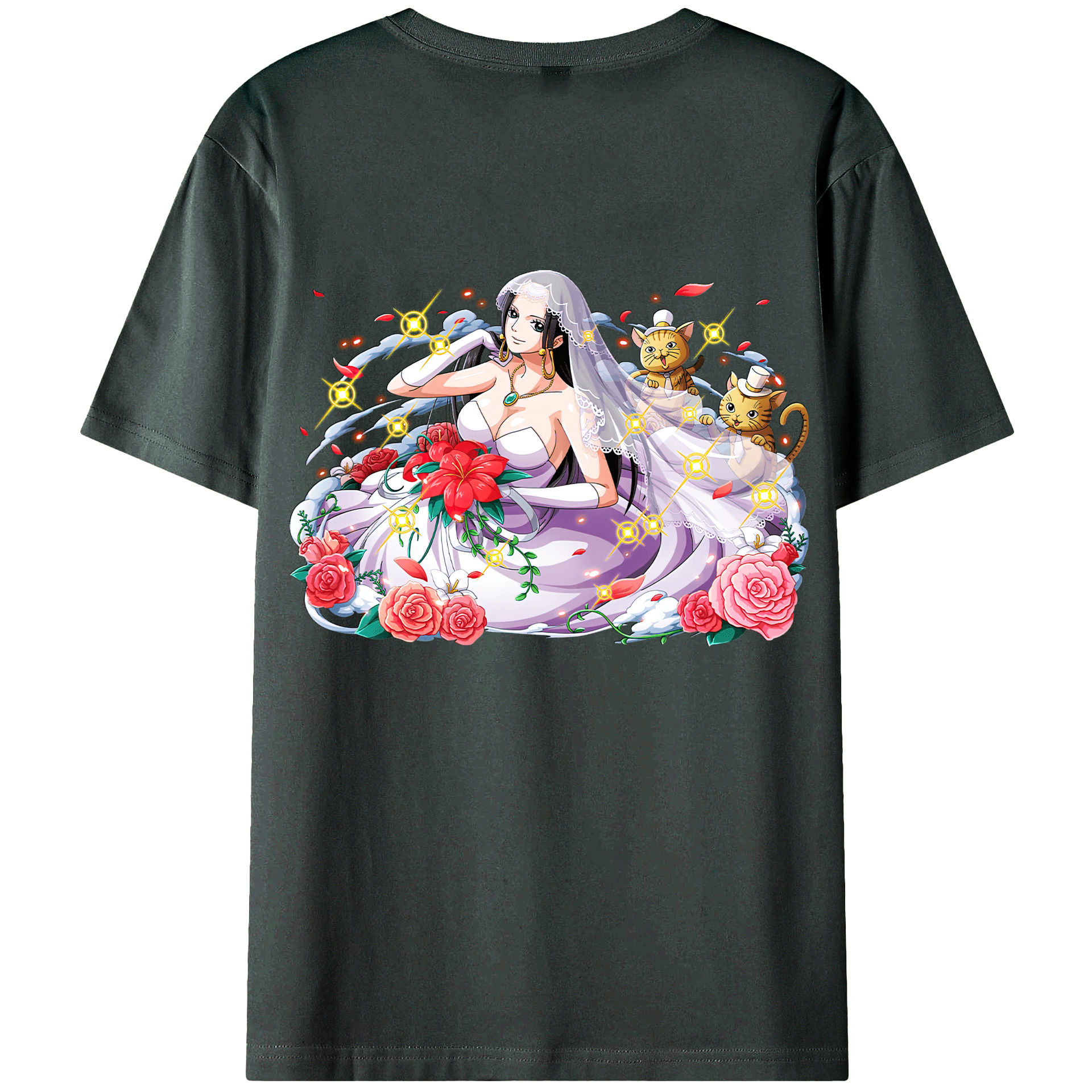 ワンピース ボア・ハンコック ONE PIECE Boa·Hancock 綿100％ メンズ半袖Tシャツ（バックプリント） 通気性